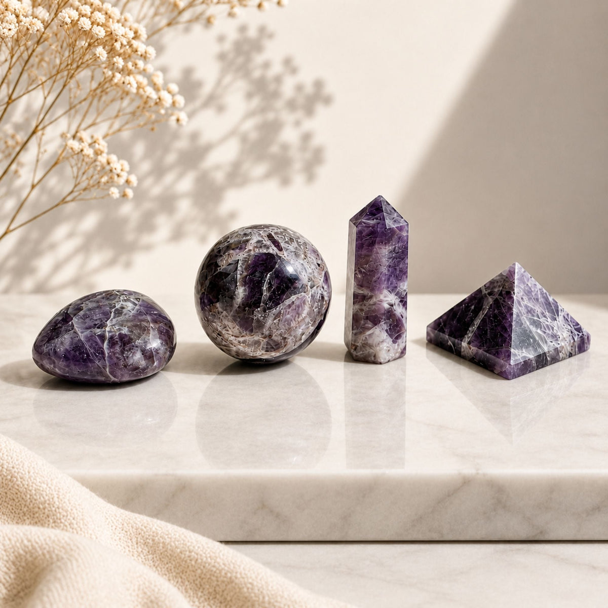 Four Gemstone Shapes - Amethyst Sets