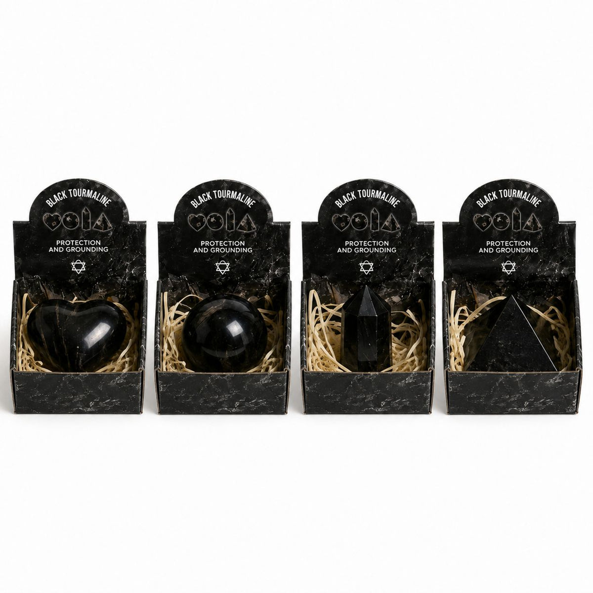 Four Gemstone Shapes - Black Tourmaline Sets