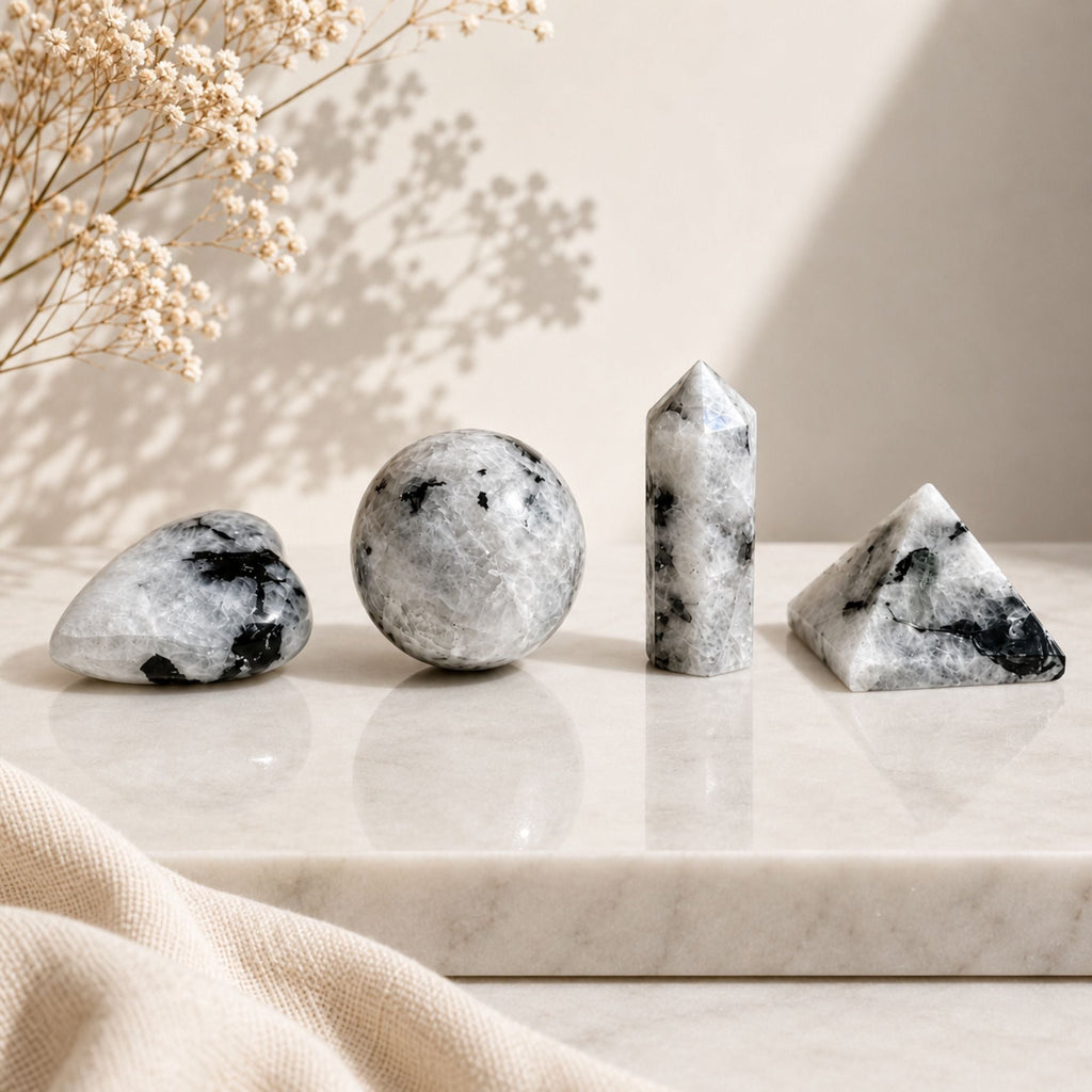 Four Gemstone Shapes - Rainbow Moonstone Sets