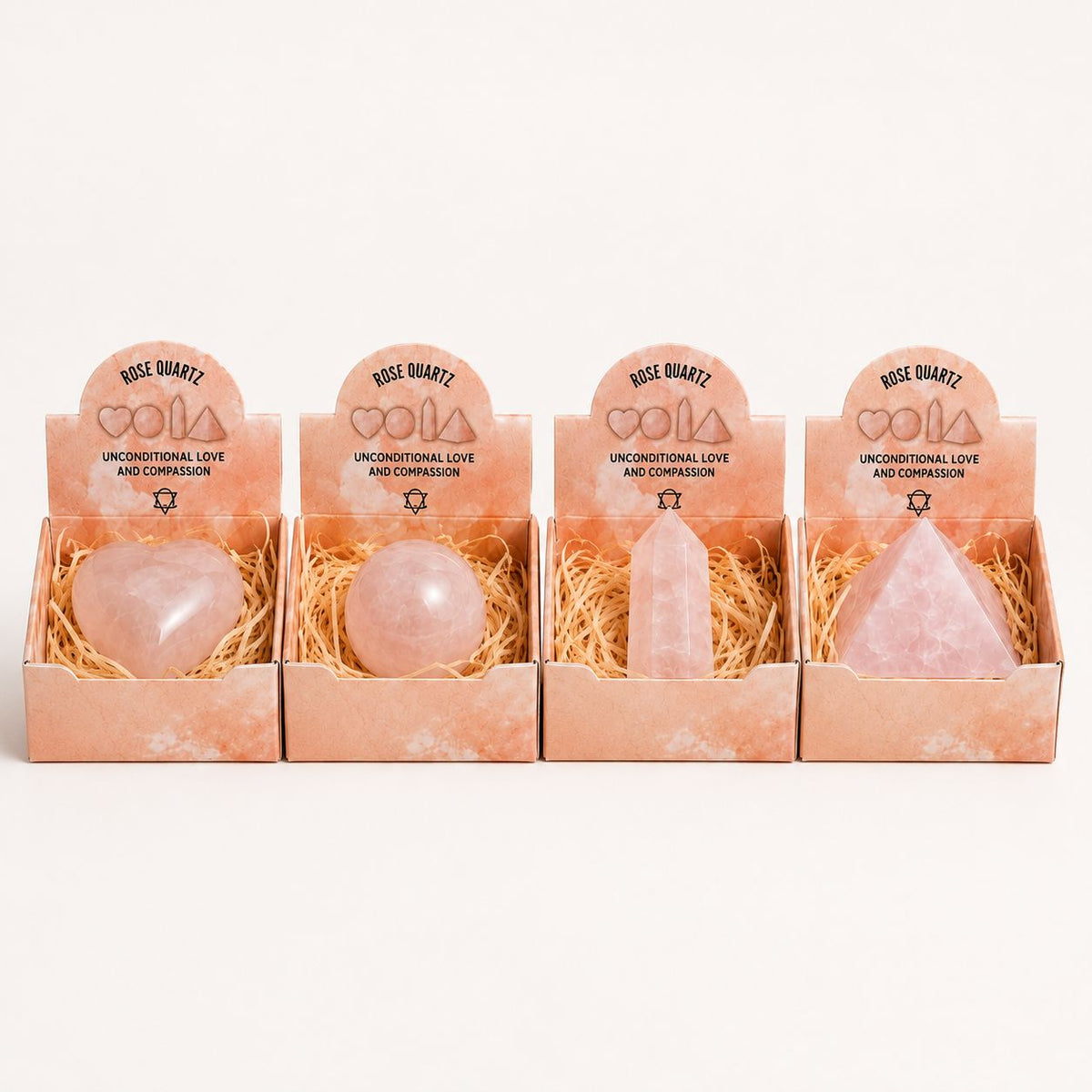Four Gemstone Shapes - Rose Quartz Sets