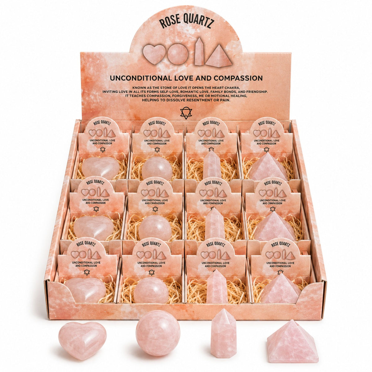 Four Gemstone Shapes - Rose Quartz Sets