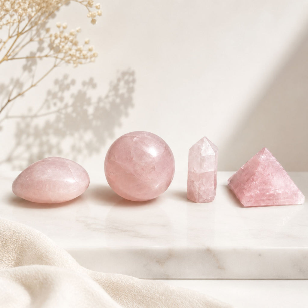 Four Gemstone Shapes - Rose Quartz Sets