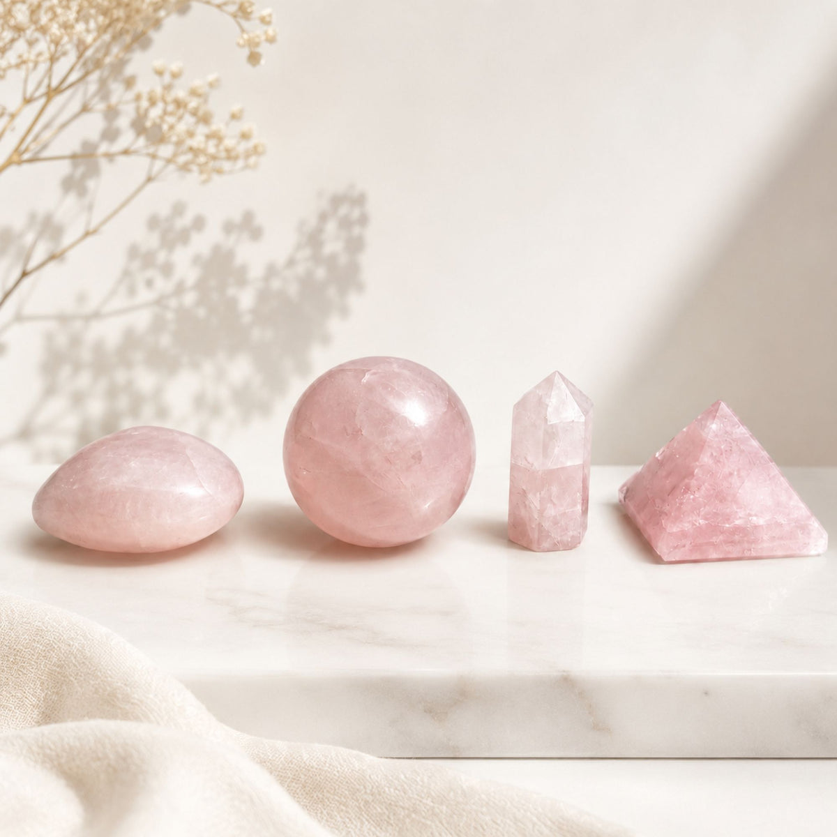 Four Gemstone Shapes - Rose Quartz Sets