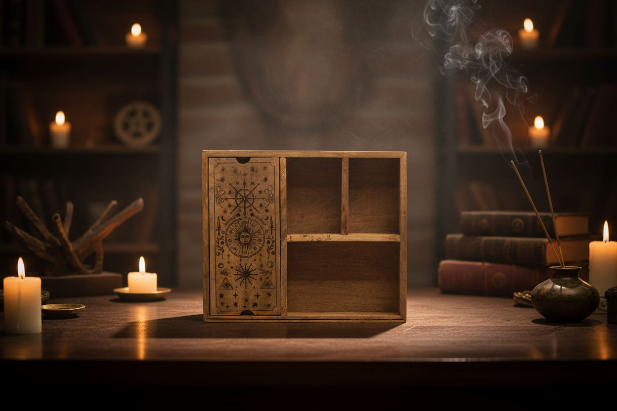 Four Section Tarot Box with Card Holder Storage & Reading Boxes