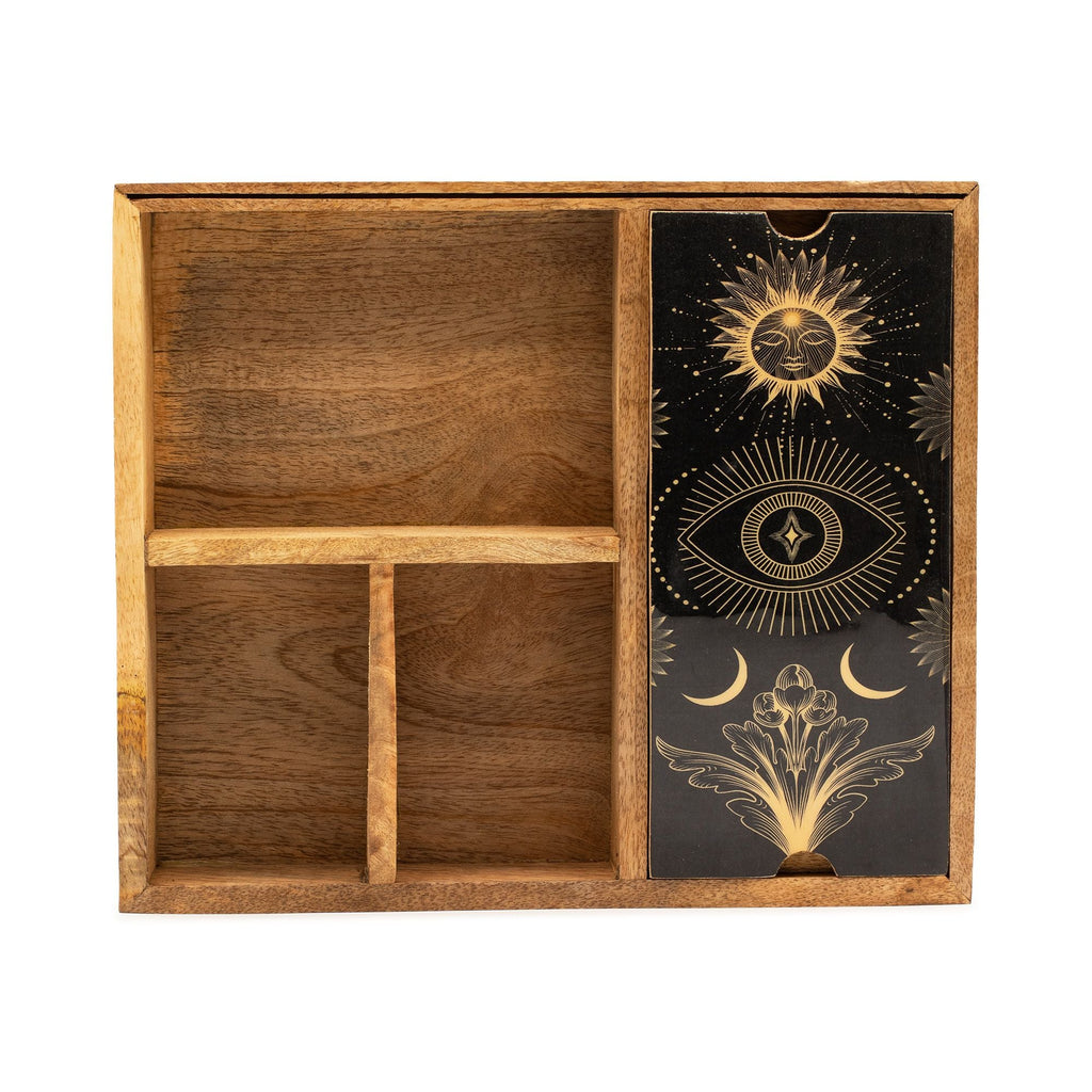 Four Section Tarot Box with Card Holder Storage & Reading Boxes