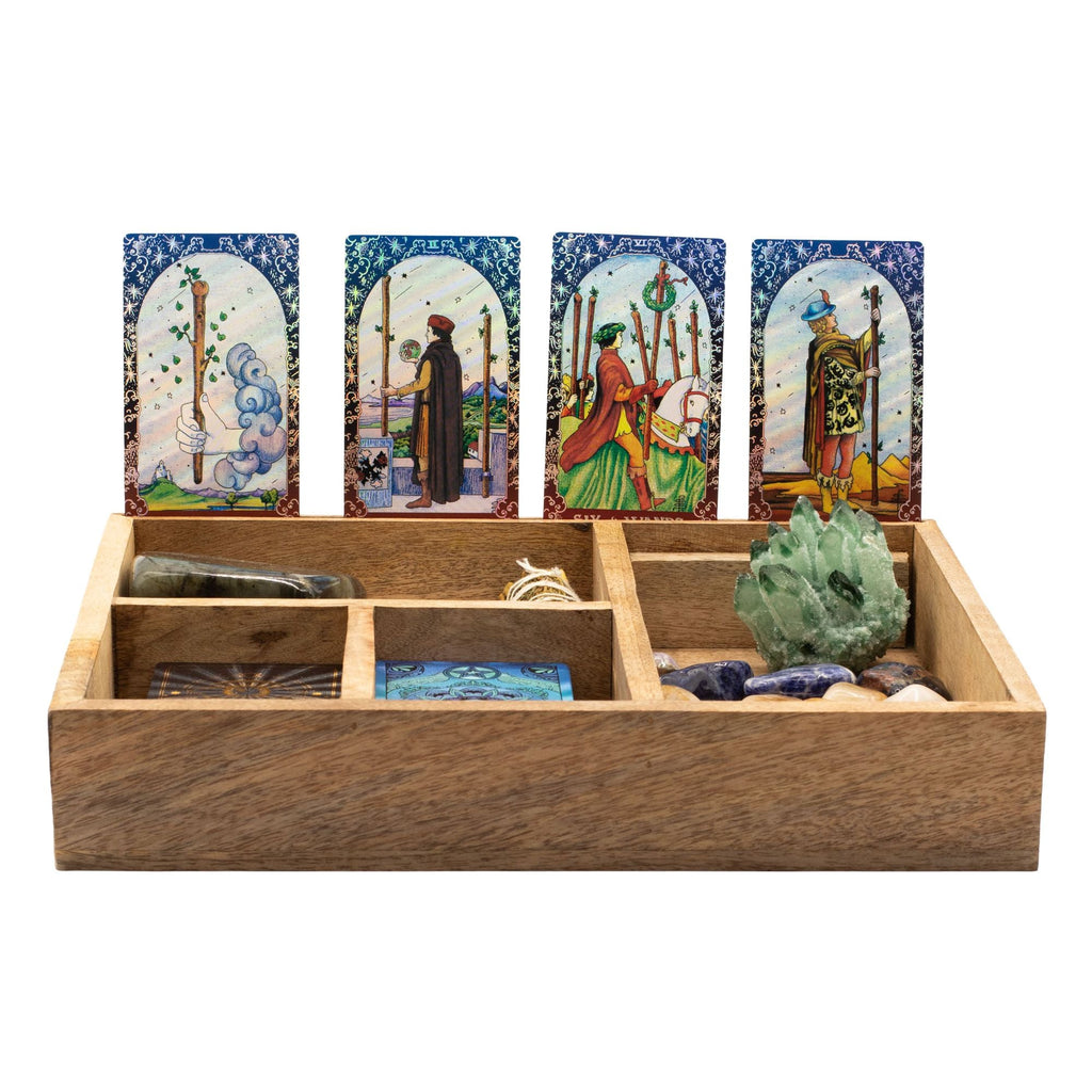 Four Section Tarot Box with Card Holder Storage & Reading Boxes