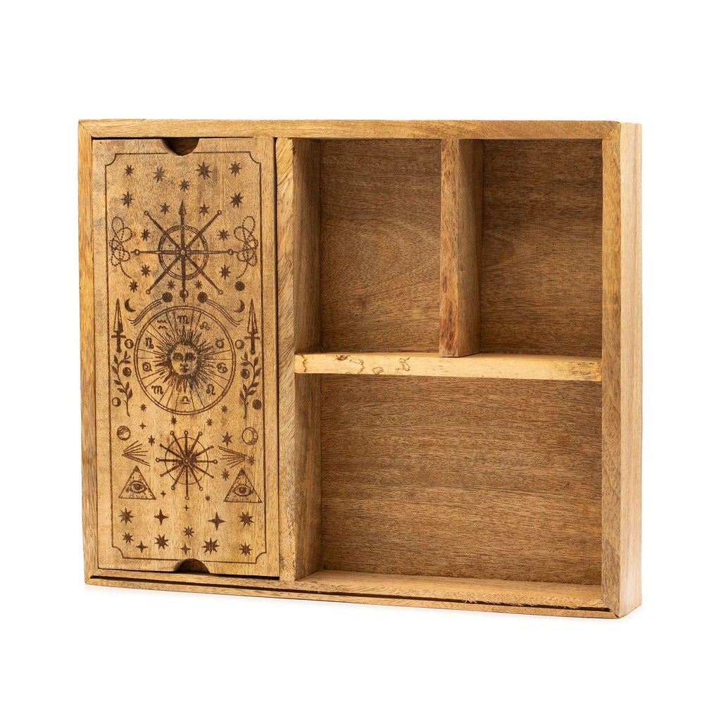 Four Section Tarot Box with Card Holder Storage & Reading Boxes