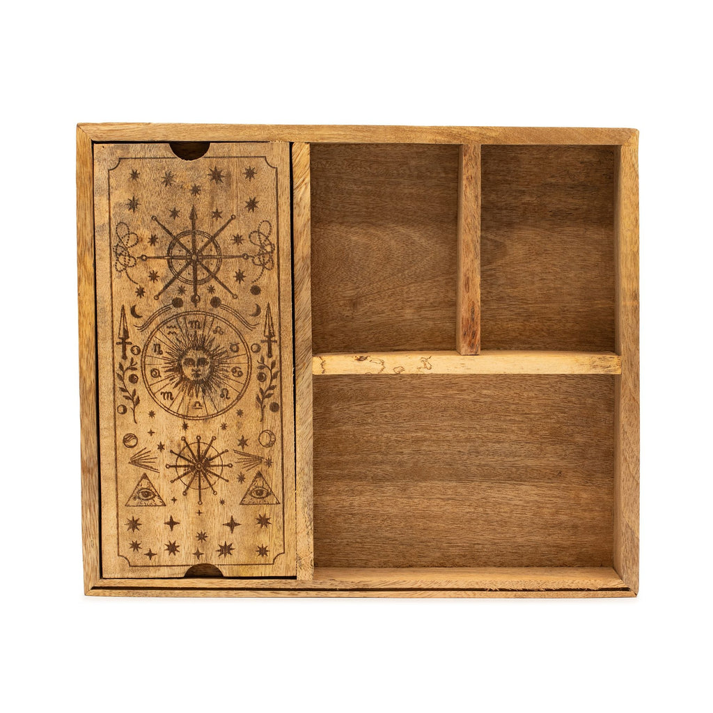 Four Section Tarot Box with Card Holder Storage & Reading Boxes