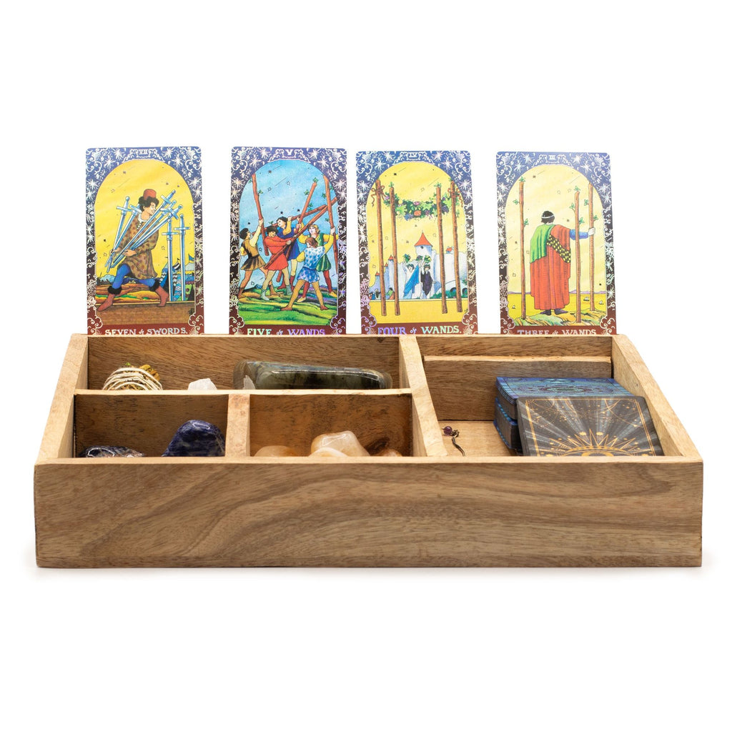 Four Section Tarot Box with Card Holder Storage & Reading Boxes