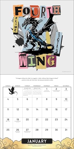 Fourth Wing Officially Licensed Fan Art 2026 Wall Calendar