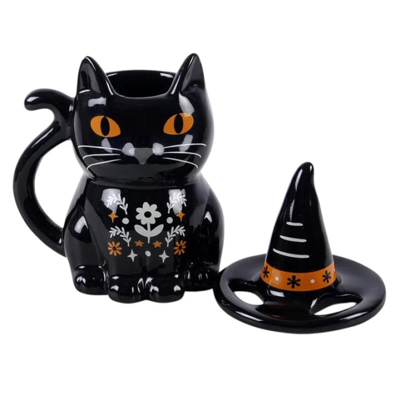 Frightful Folk Black Cat Lidded Mug