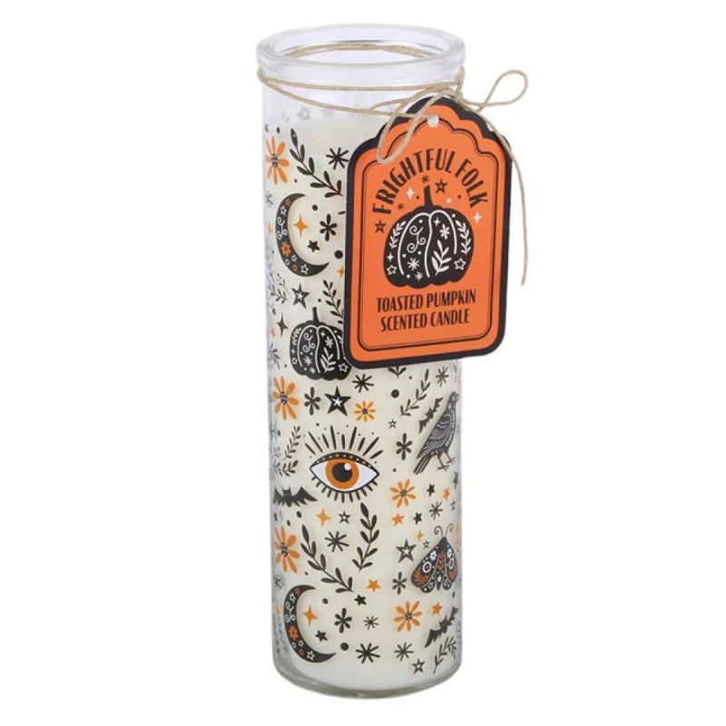 Frightful Folk Print Toasted Pumpkin Scented Tube Candle