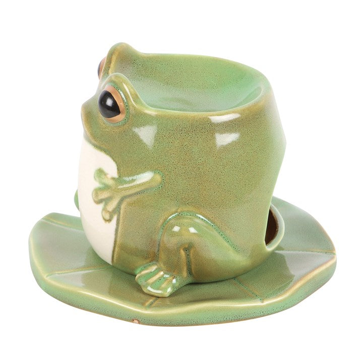 Frog Shaped Oil Burner and Lily Pad Plate