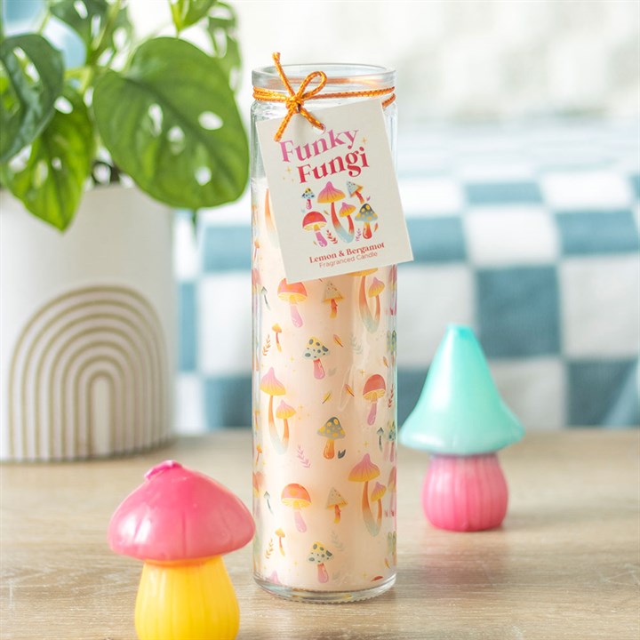Funky Fungi Mushroom Print Tube Candle - Candle