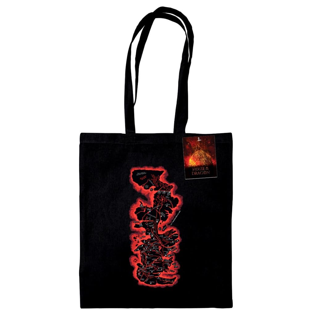 Game OF Thrones House Of Dragons (Map) Black Tote Bag