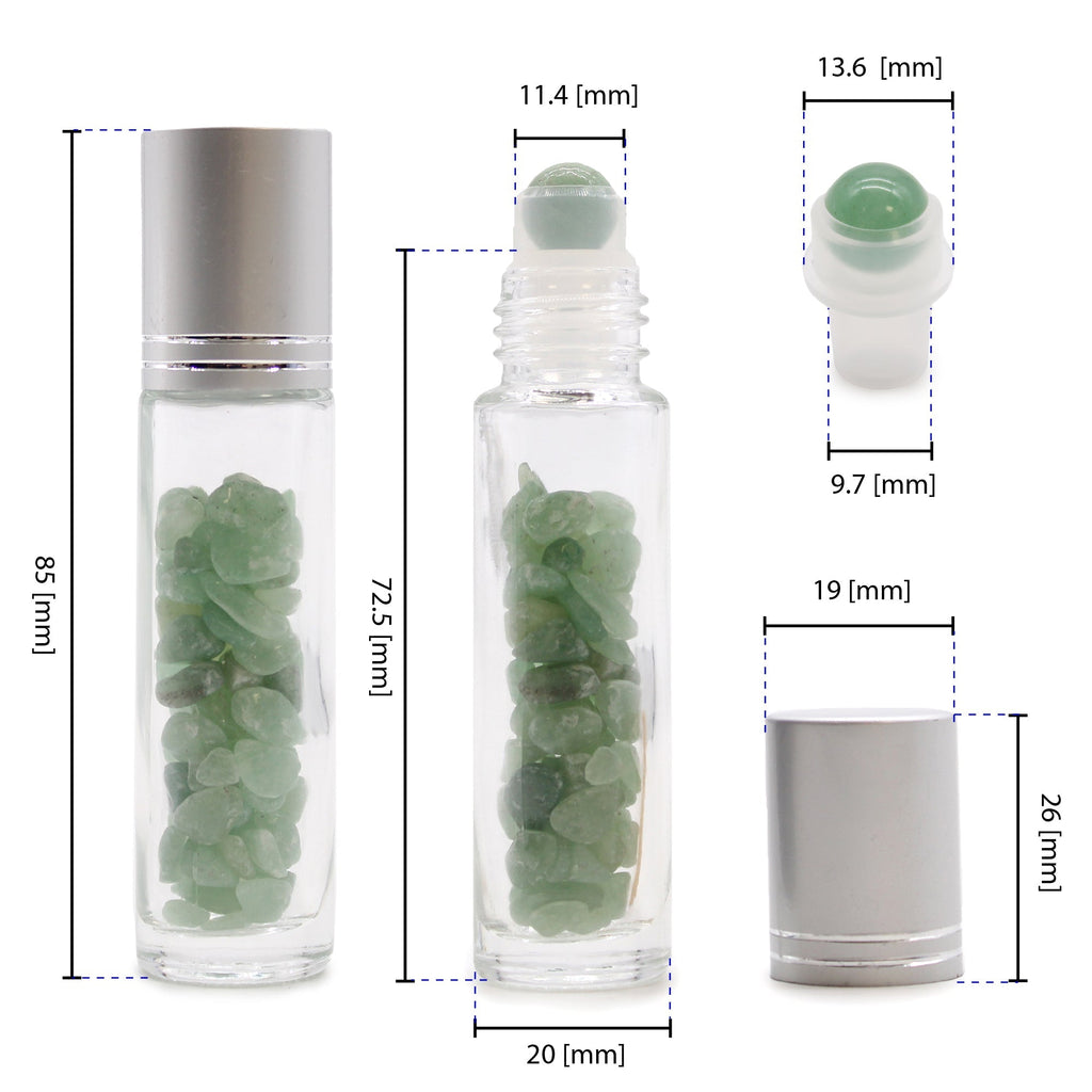 Gemstone Essential Oil Roller Bottle - Aventurine - Silver Cap From Witch, Please!
