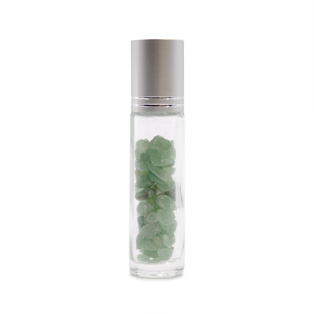 Gemstone Essential Oil Roller Bottle - Aventurine - Silver Cap From Witch, Please!