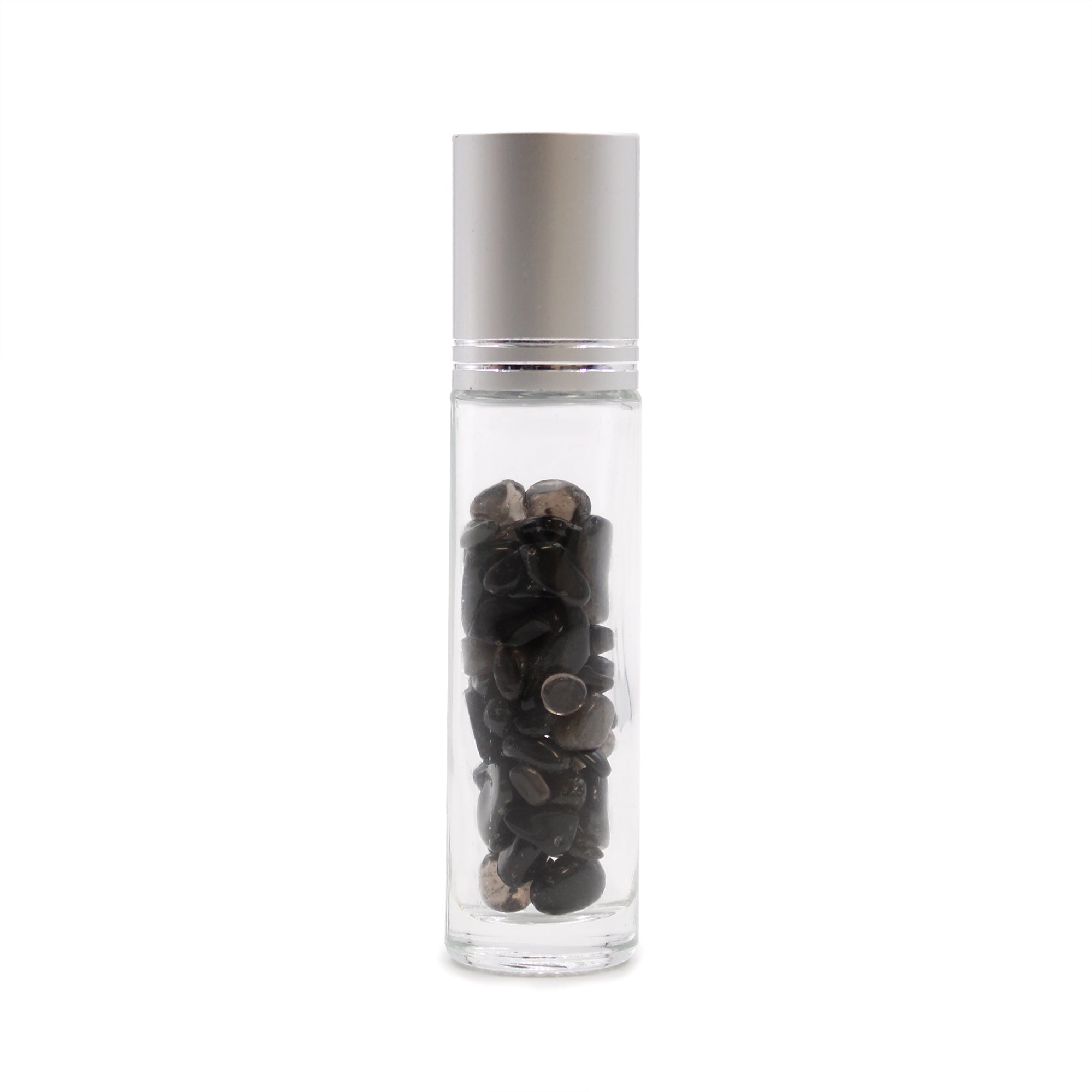 Gemstone Essential Oil Roller Bottle - Black Tourmaline  - Silver Cap From Witch, Please!