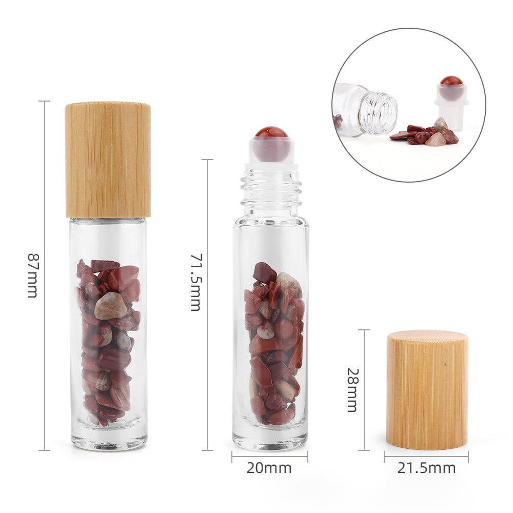 Gemstone Essential Oil Roller Bottle - Red Jasper  - Wooden Cap From Witch, Please!