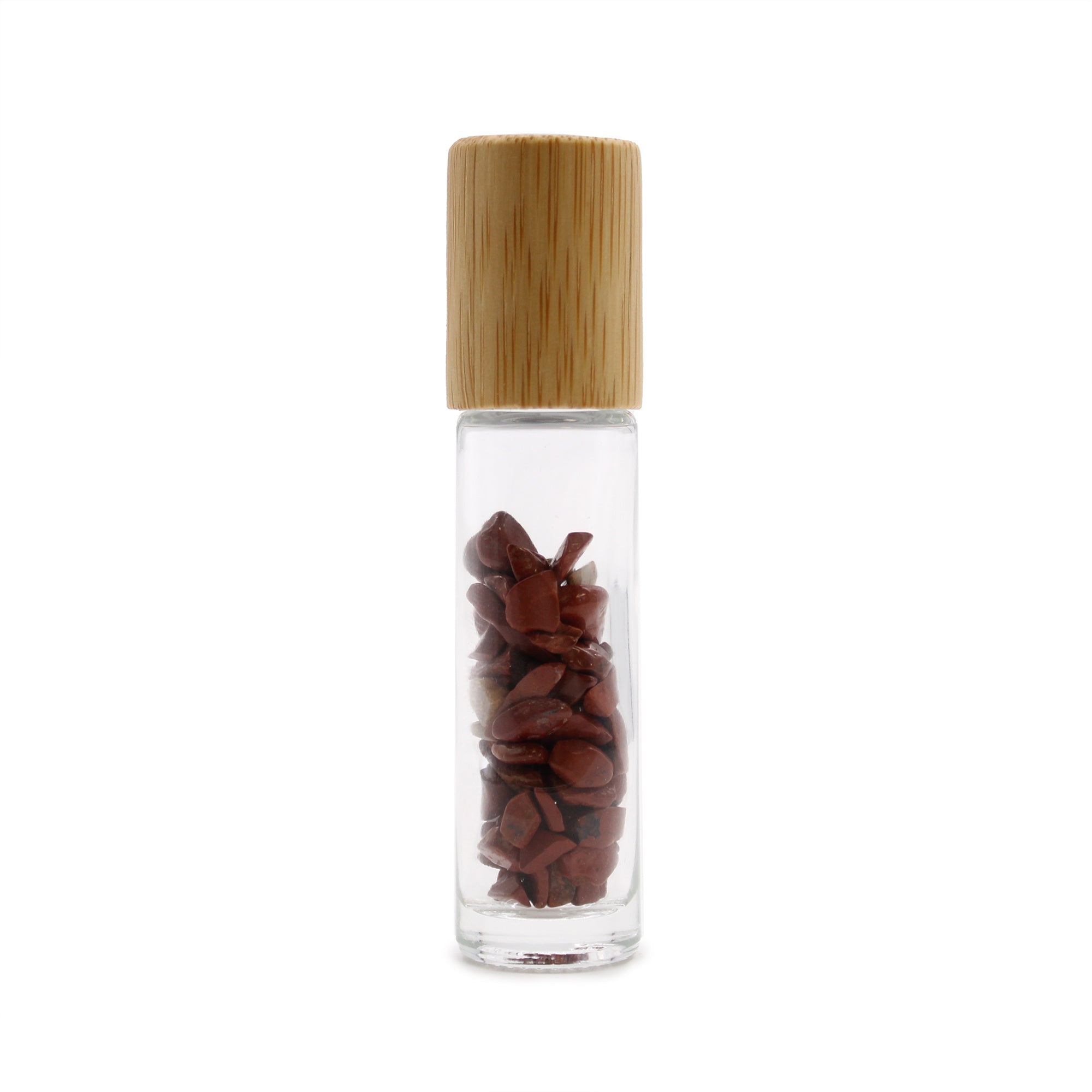 Gemstone Essential Oil Roller Bottle - Red Jasper  - Wooden Cap From Witch, Please!