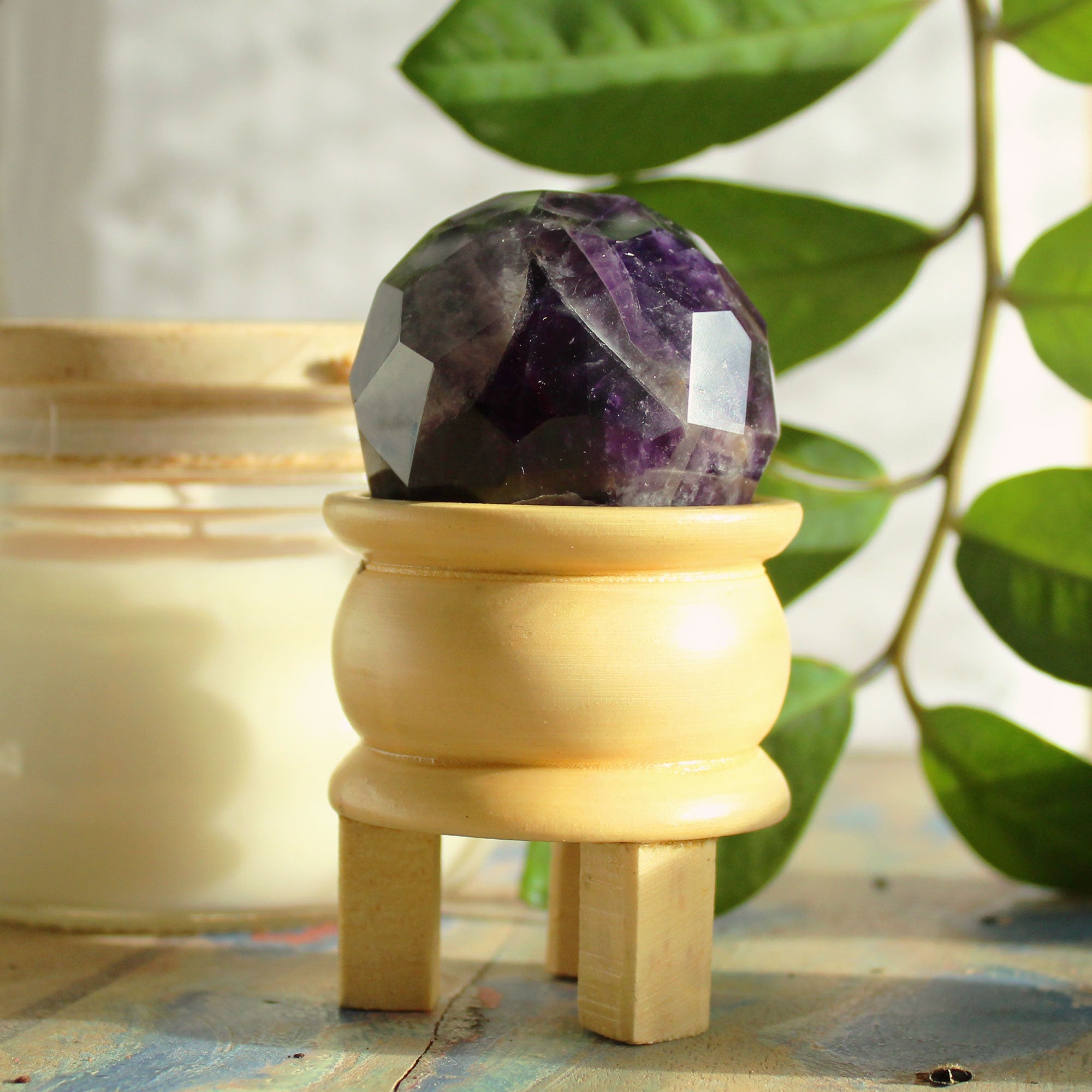 Gemstone Faceted Healing Ball & Stand - Amethyst From Witch, Please!