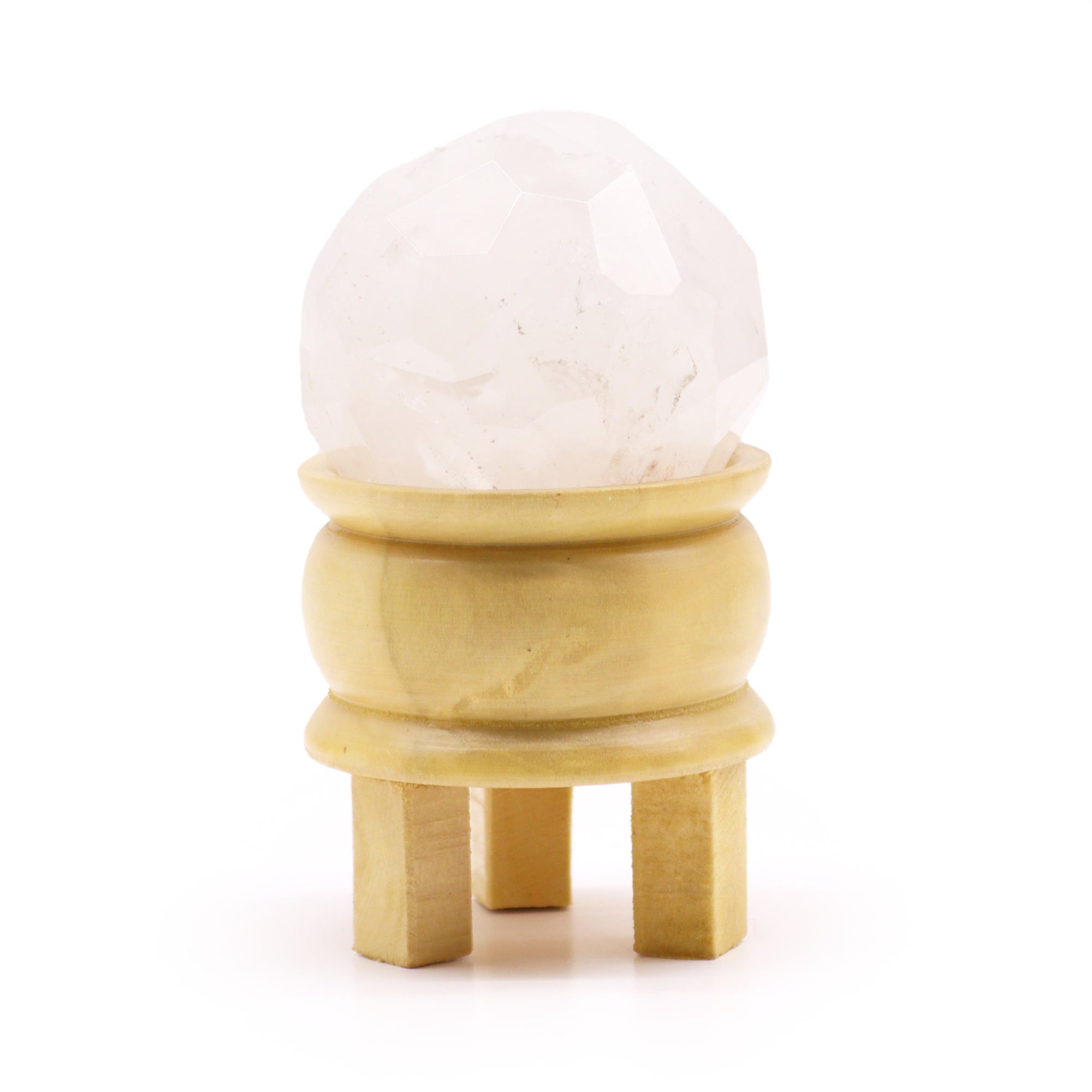 Gemstone Faceted Healing Ball & Stand - Rock Quartz From Witch, Please!