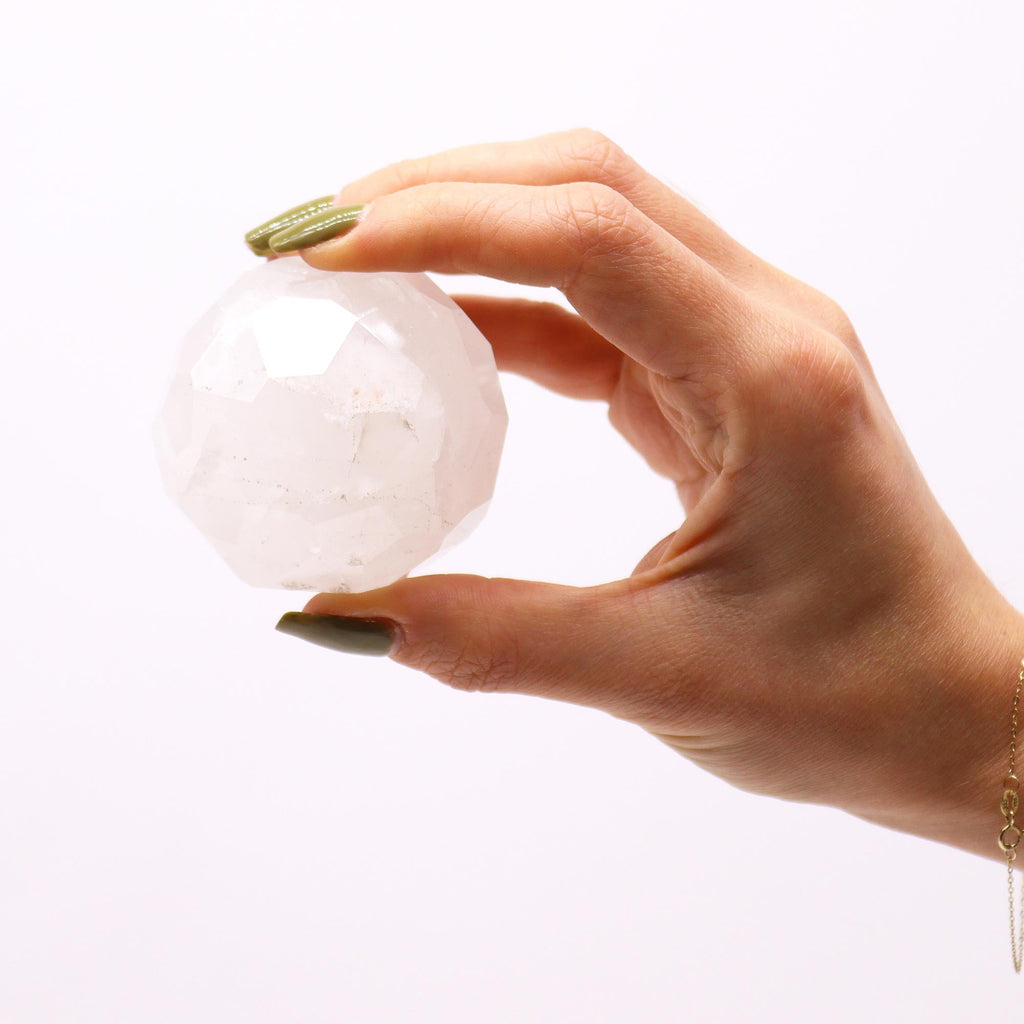 Gemstone Faceted Healing Ball & Stand - Rock Quartz From Witch, Please!