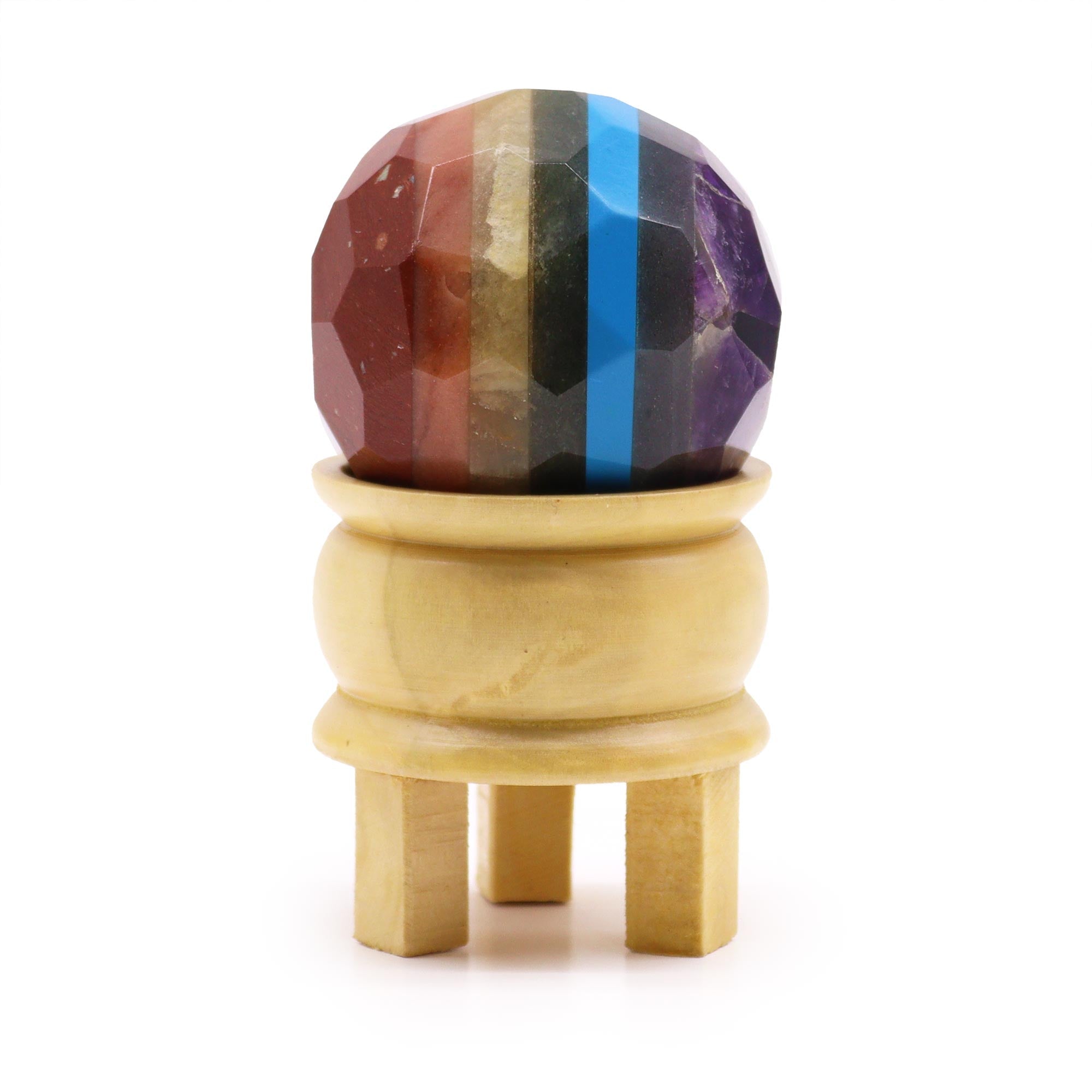 Gemstone Faceted Healing Ball & Stand - Seven Chakra From Witch, Please!