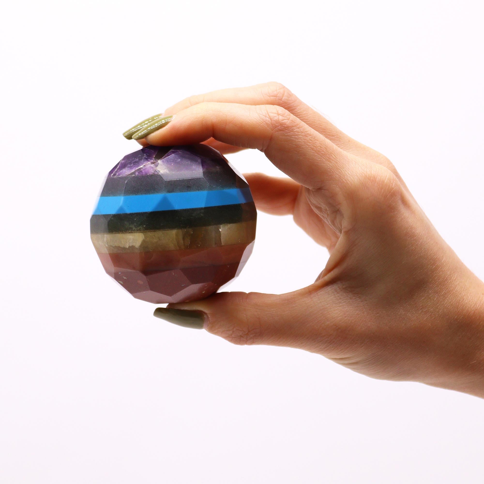 Gemstone Faceted Healing Ball & Stand - Seven Chakra From Witch, Please!