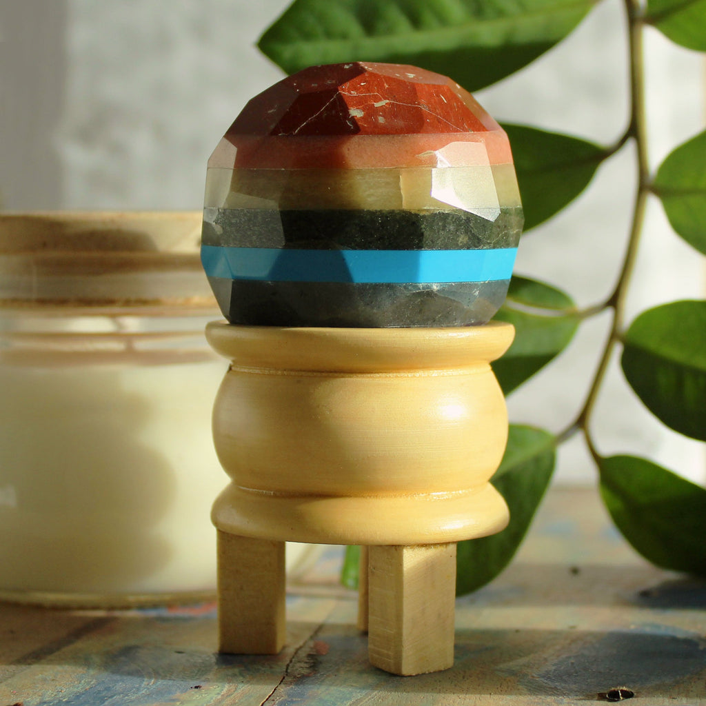 Gemstone Faceted Healing Ball & Stand - Seven Chakra From Witch, Please!
