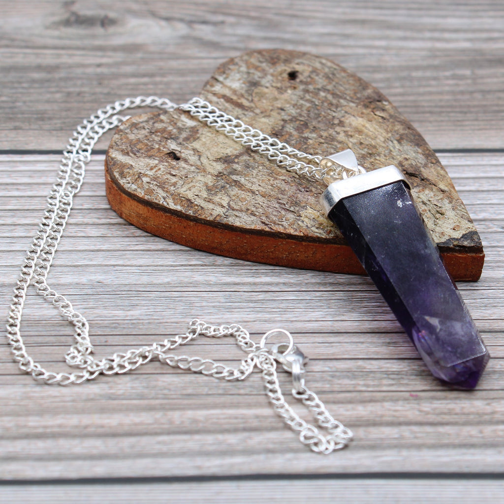 Gemstone Flat Pencil Pendant - Amethyst From Witch, Please!