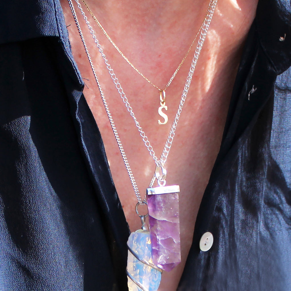 Gemstone Flat Pencil Pendant - Black Agate From Witch, Please!