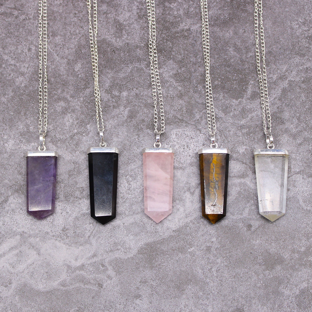 Gemstone Flat Pencil Pendant - Black Agate From Witch, Please!