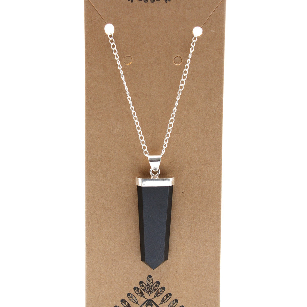 Gemstone Flat Pencil Pendant - Black Agate From Witch, Please!