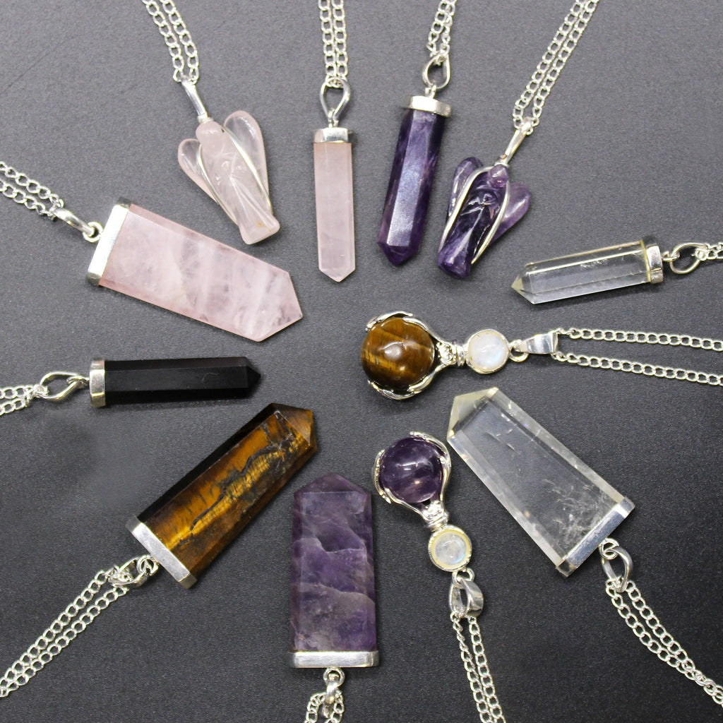 Gemstone Flat Pencil Pendant - Black Agate From Witch, Please!