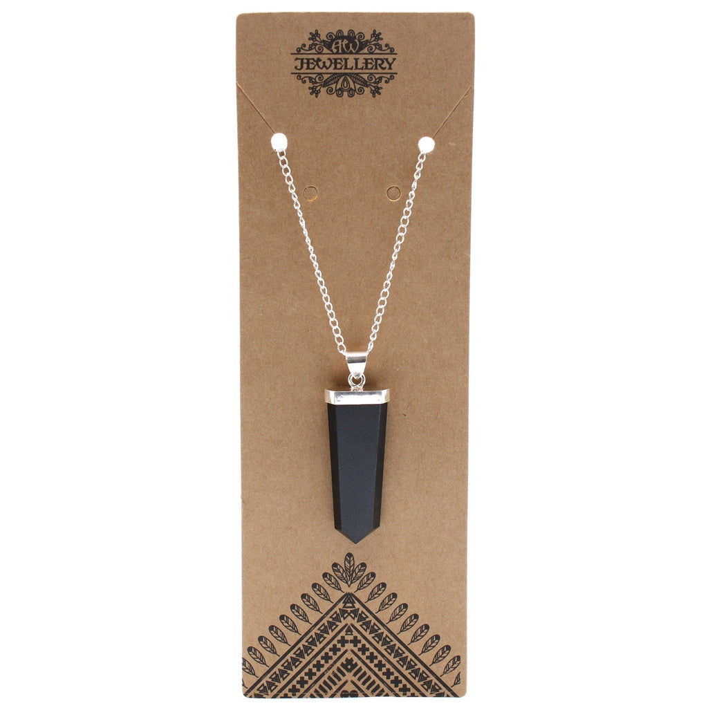 Gemstone Flat Pencil Pendant - Black Agate From Witch, Please!