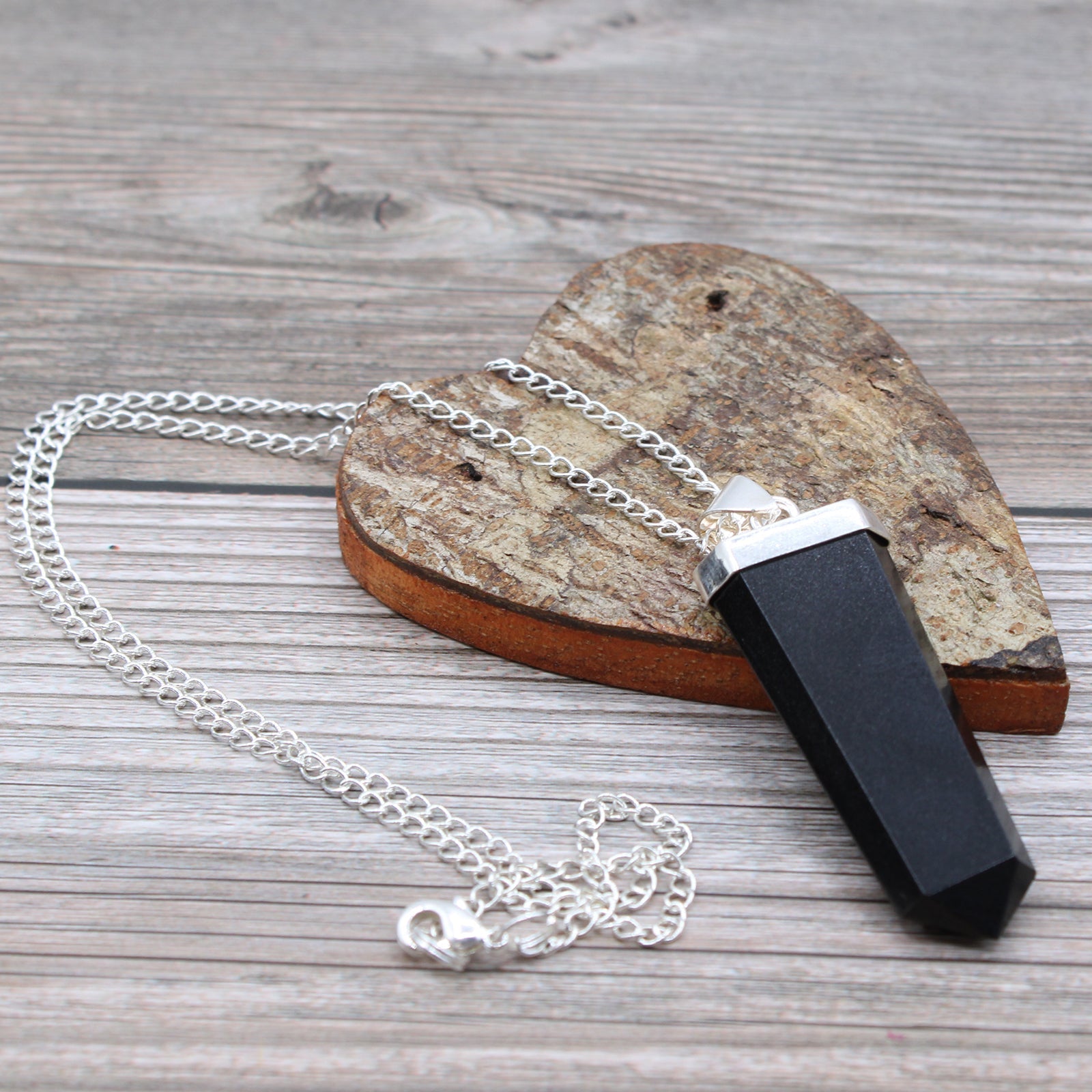 Gemstone Flat Pencil Pendant - Black Agate From Witch, Please!