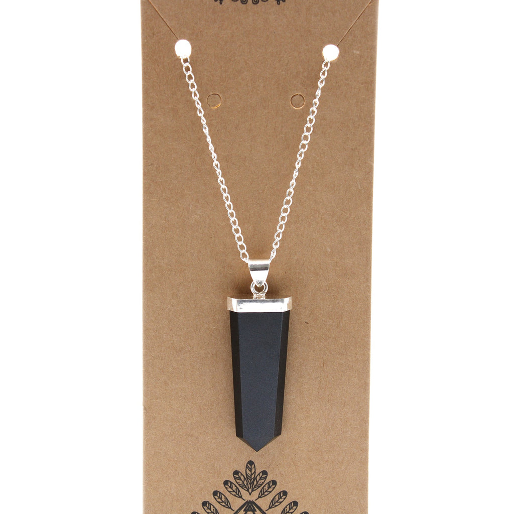 Gemstone Flat Pencil Pendant - Black Agate From Witch, Please!