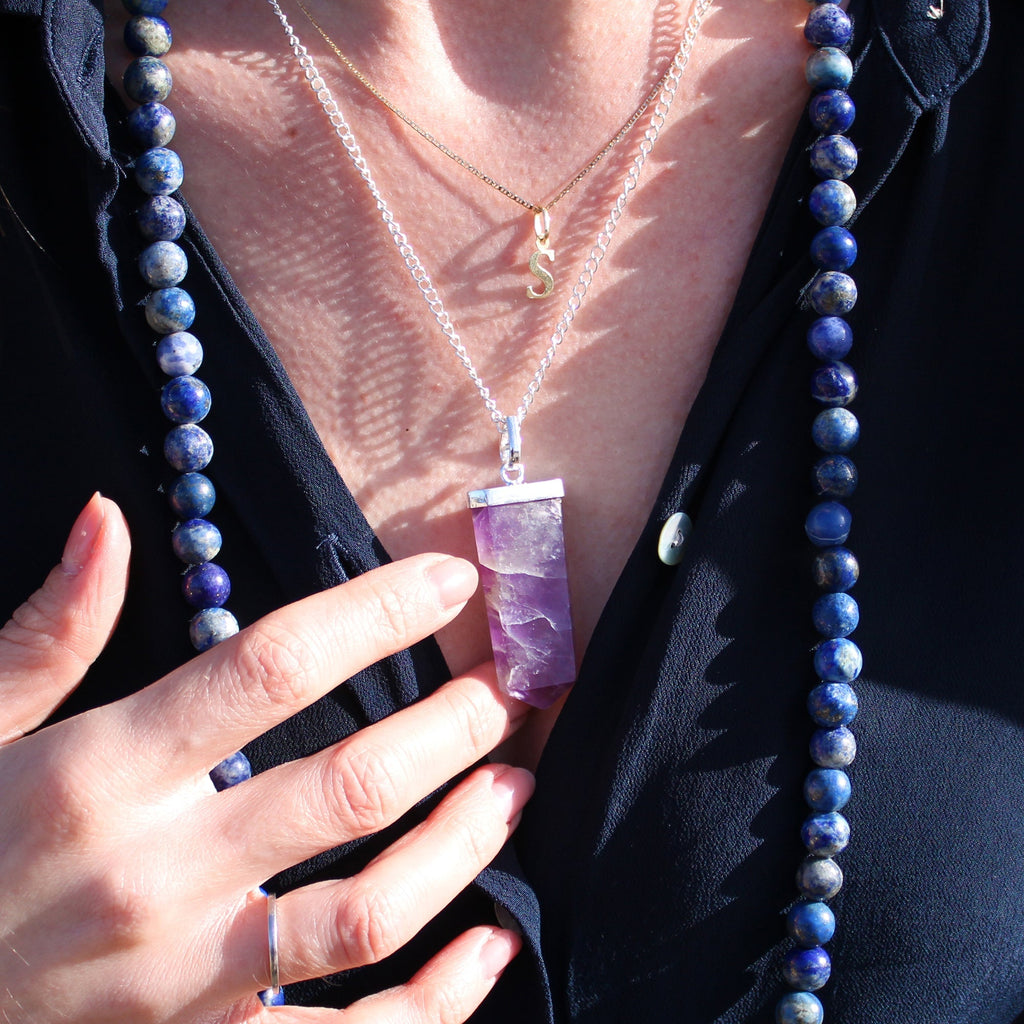 Gemstone Flat Pencil Pendant - Rose Quartz From Witch, Please!