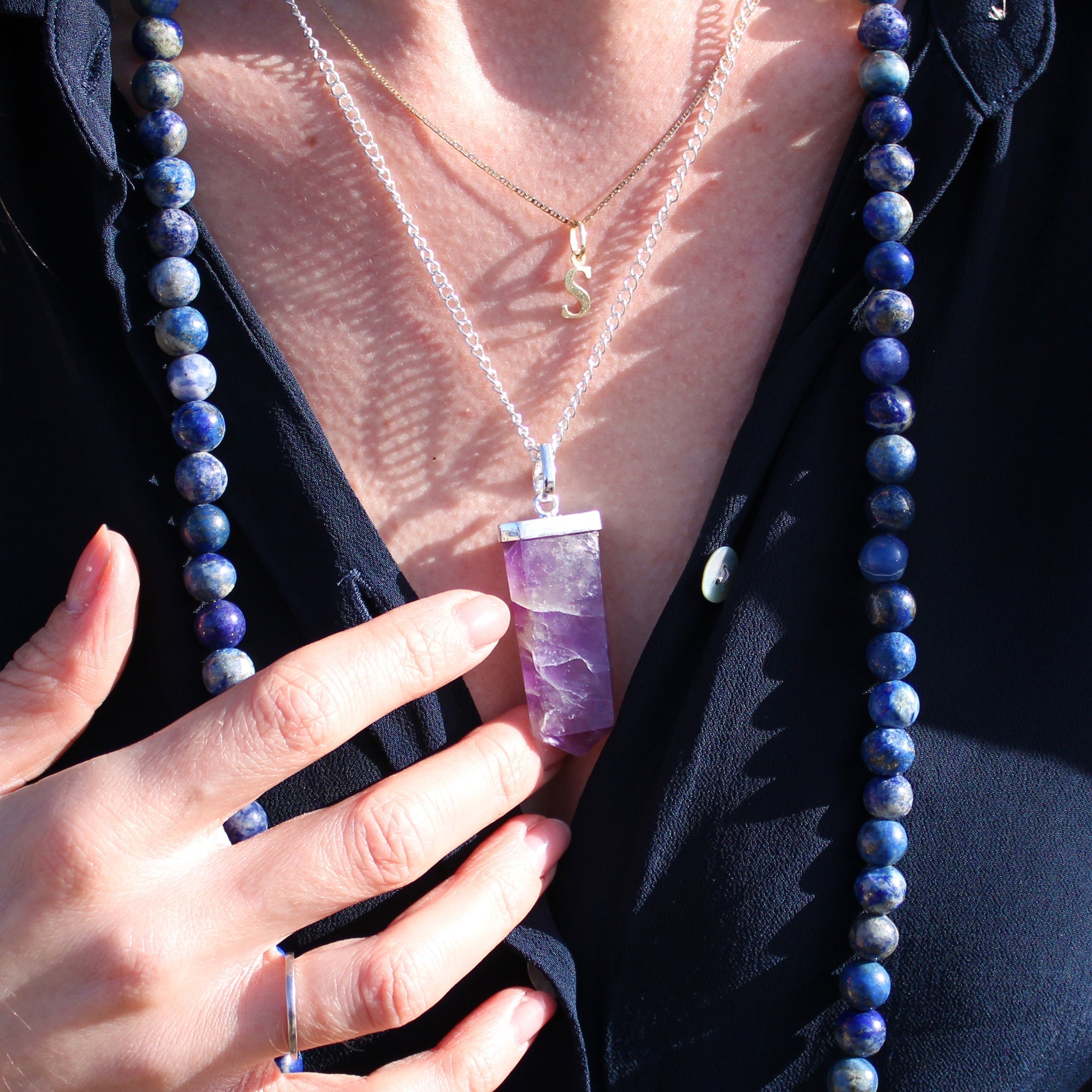 Gemstone Flat Pencil Pendant - Rose Quartz From Witch, Please!