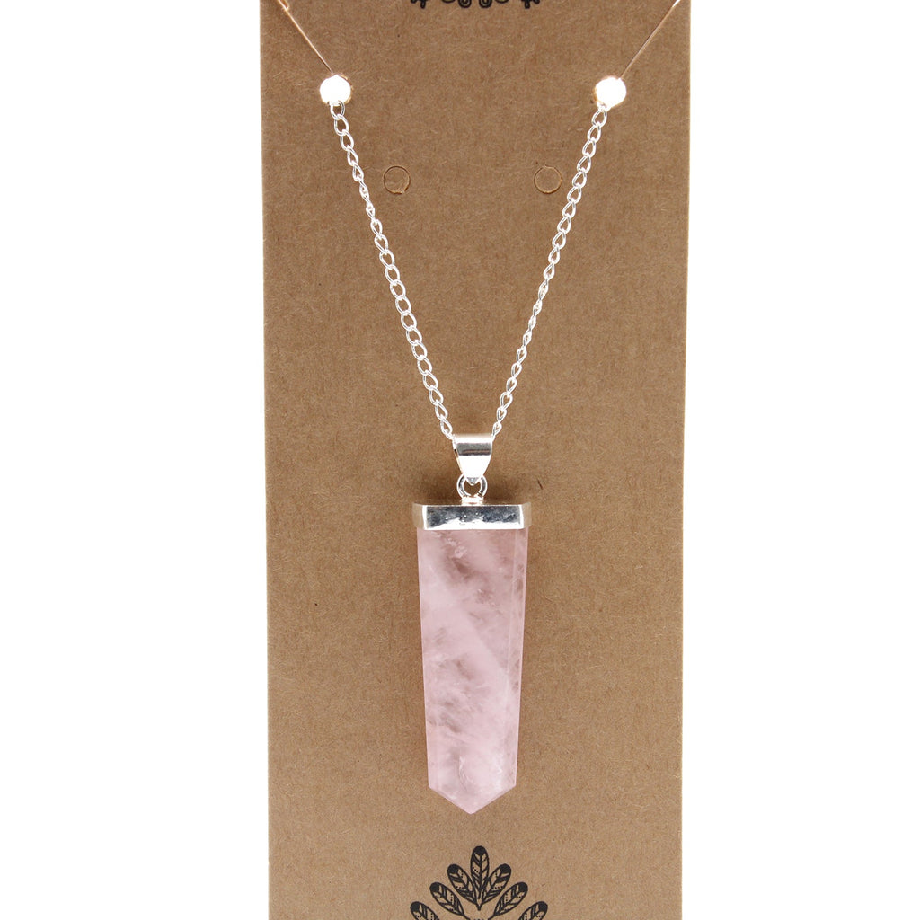 Gemstone Flat Pencil Pendant - Rose Quartz From Witch, Please!