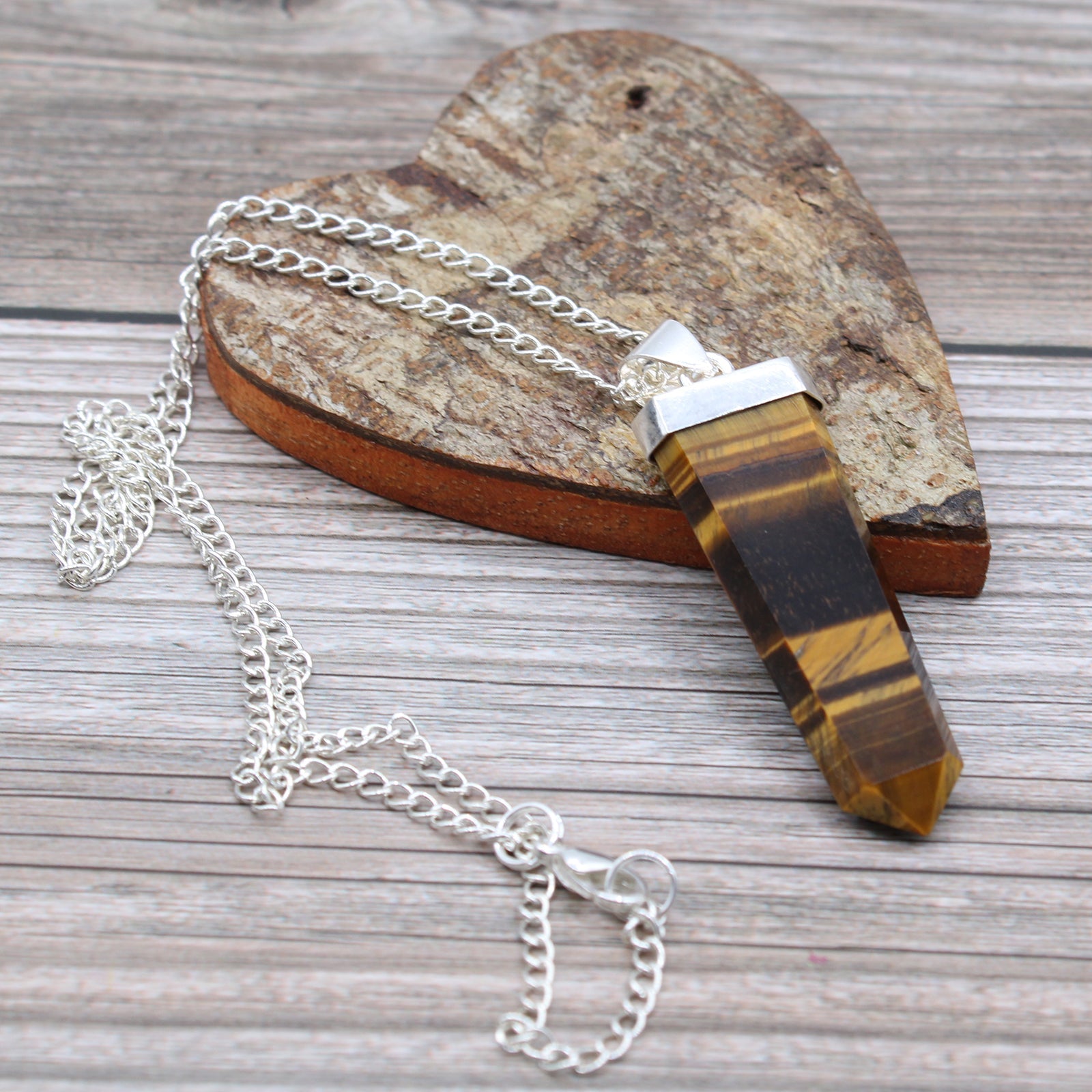 Gemstone Flat Pencil Pendant - Tiger Eye From Witch, Please!
