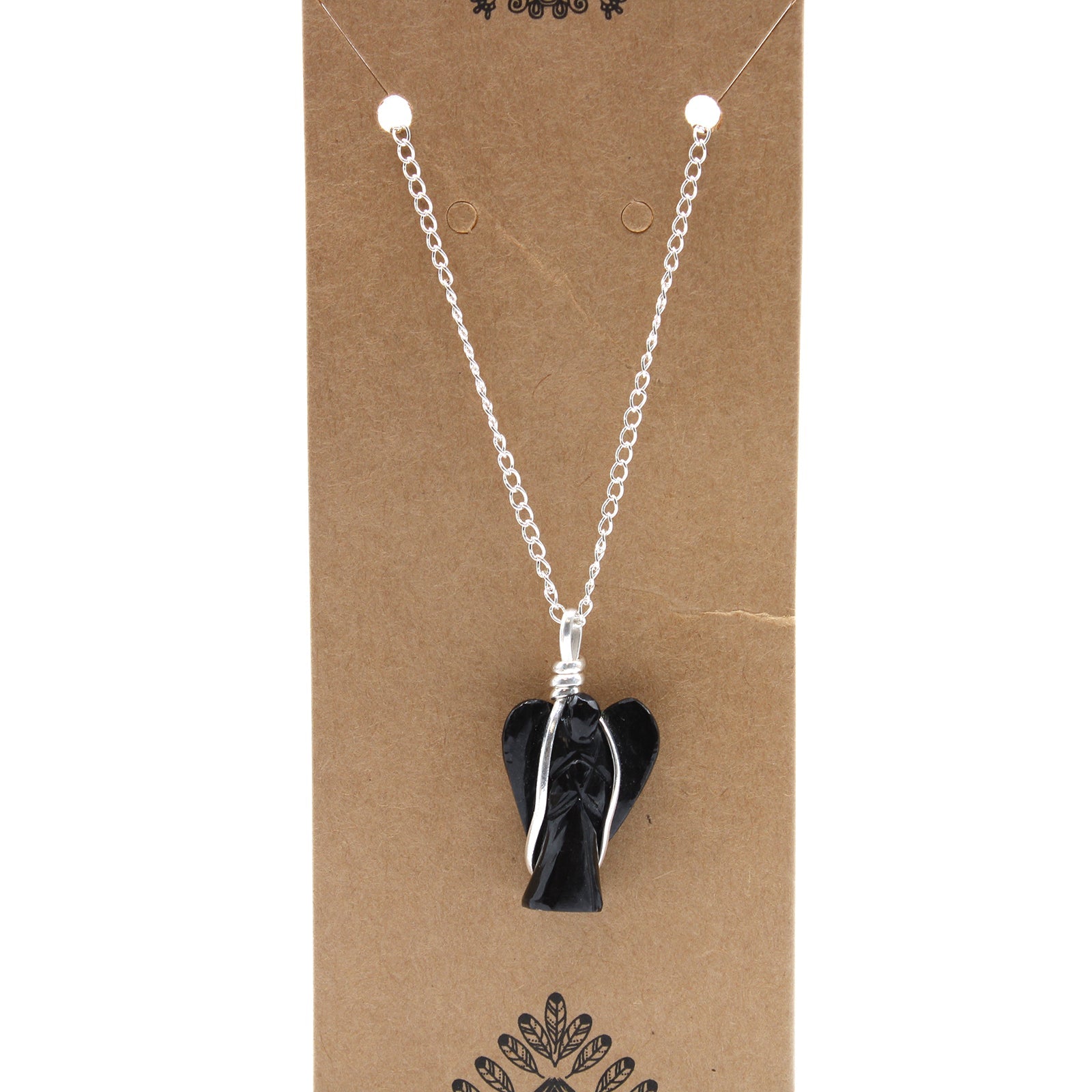 Gemstone Guardian Angel Pendant - Black Agate From Witch, Please!