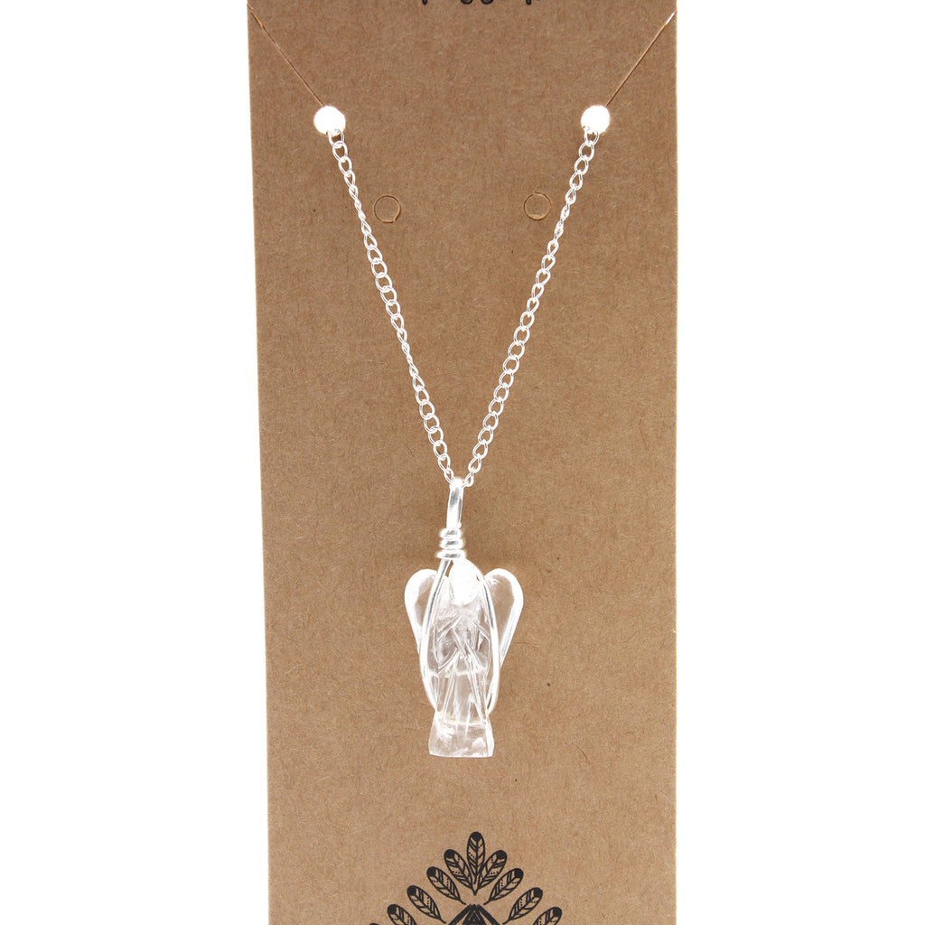 Gemstone Guardian Angel Pendant - Rock Quartz From Witch, Please!