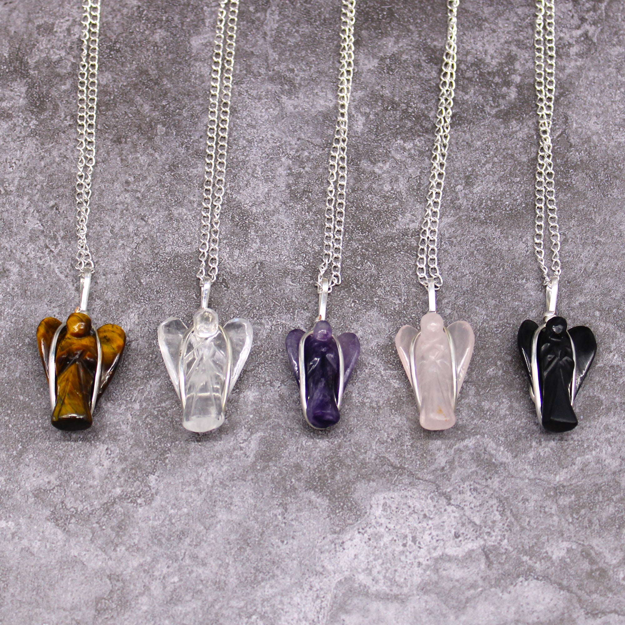 Gemstone Guardian Angel Pendant - Rock Quartz From Witch, Please!