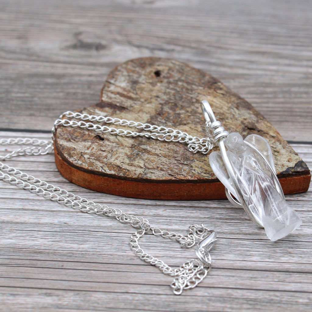 Gemstone Guardian Angel Pendant - Rock Quartz From Witch, Please!