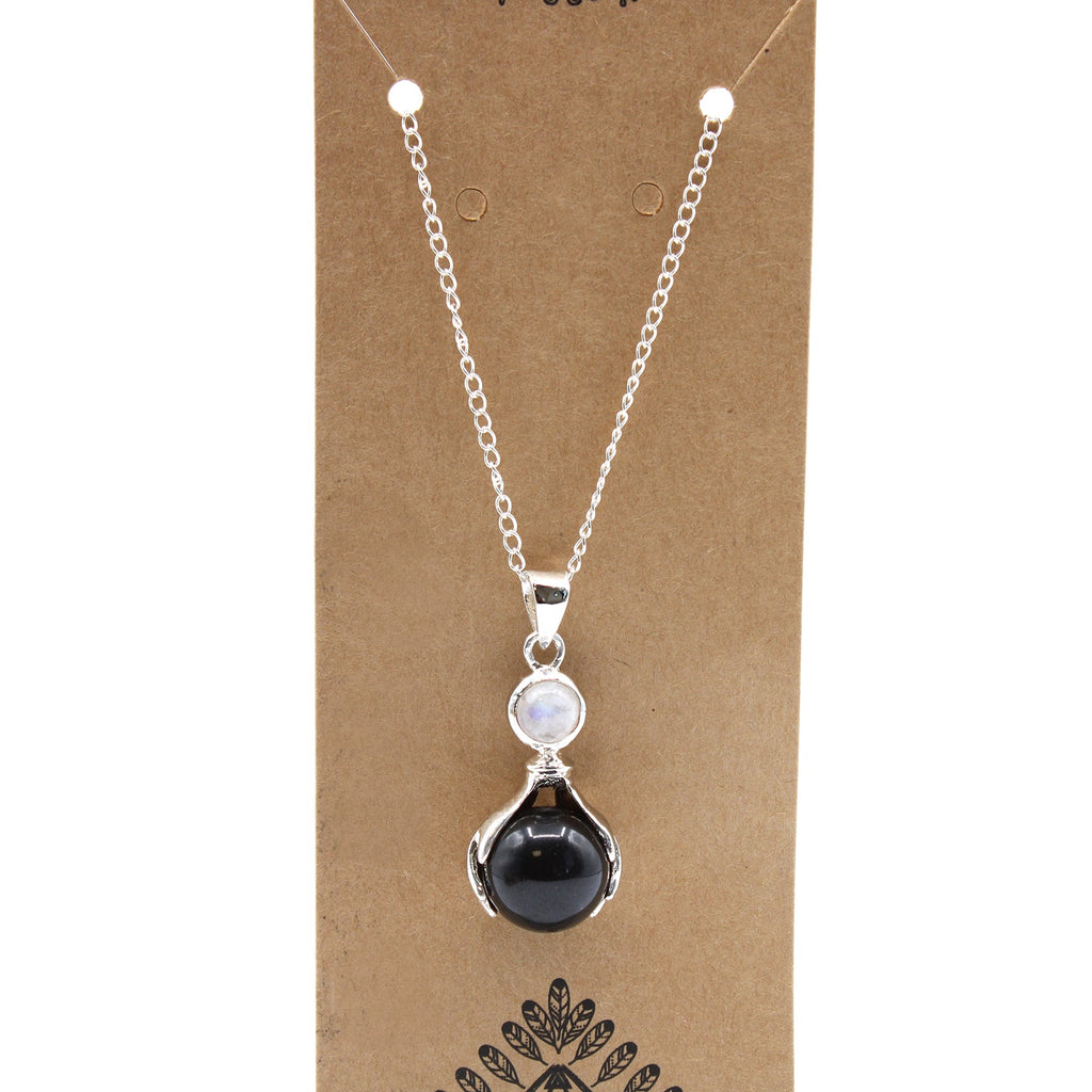 Gemstone Healing Hands Pendant - Black Agate From Witch, Please!