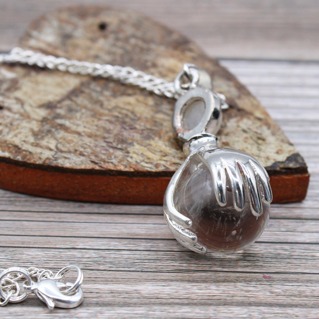 Gemstone Healing Hands Pendant - Rock Quartz From Witch, Please!
