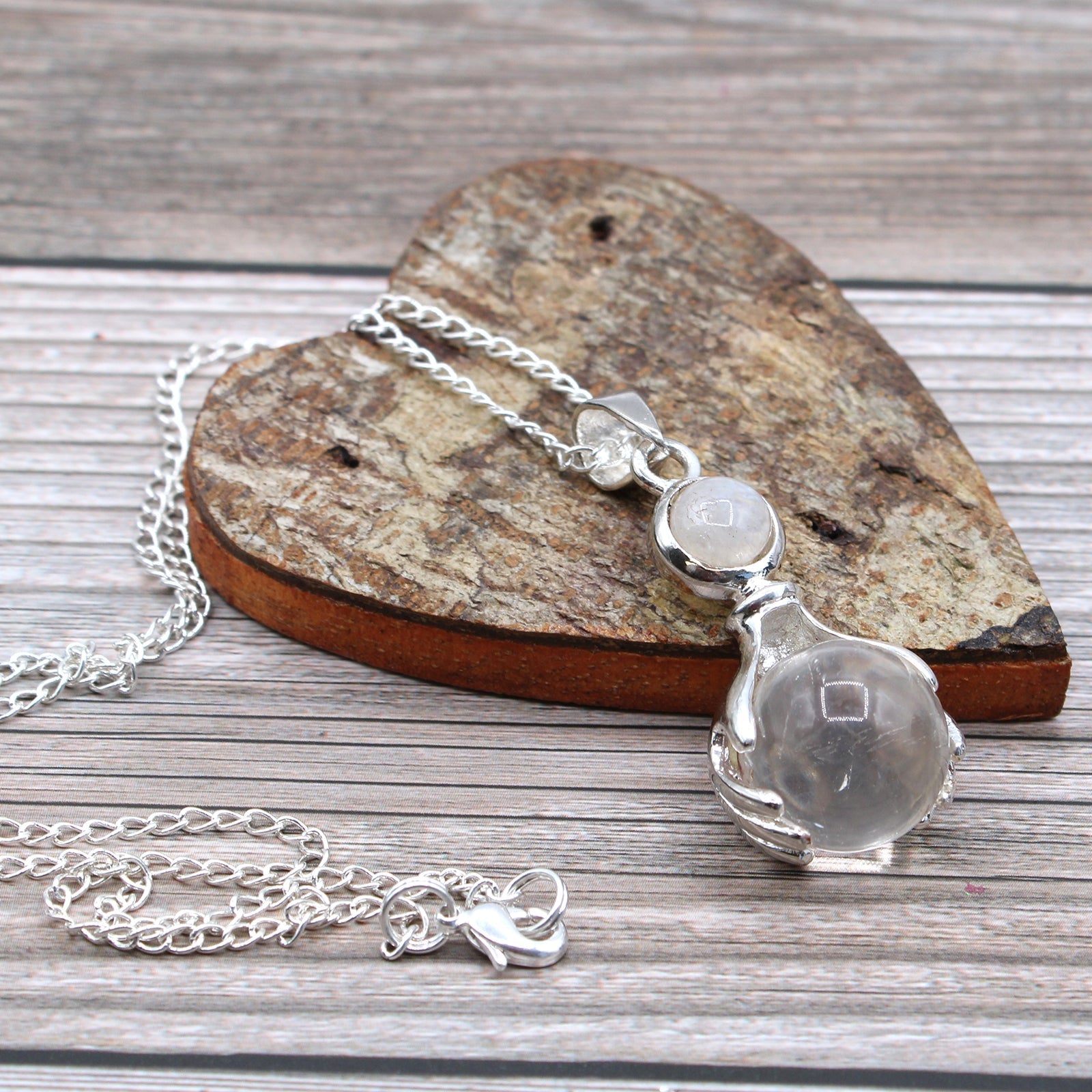 Gemstone Healing Hands Pendant - Rock Quartz From Witch, Please!