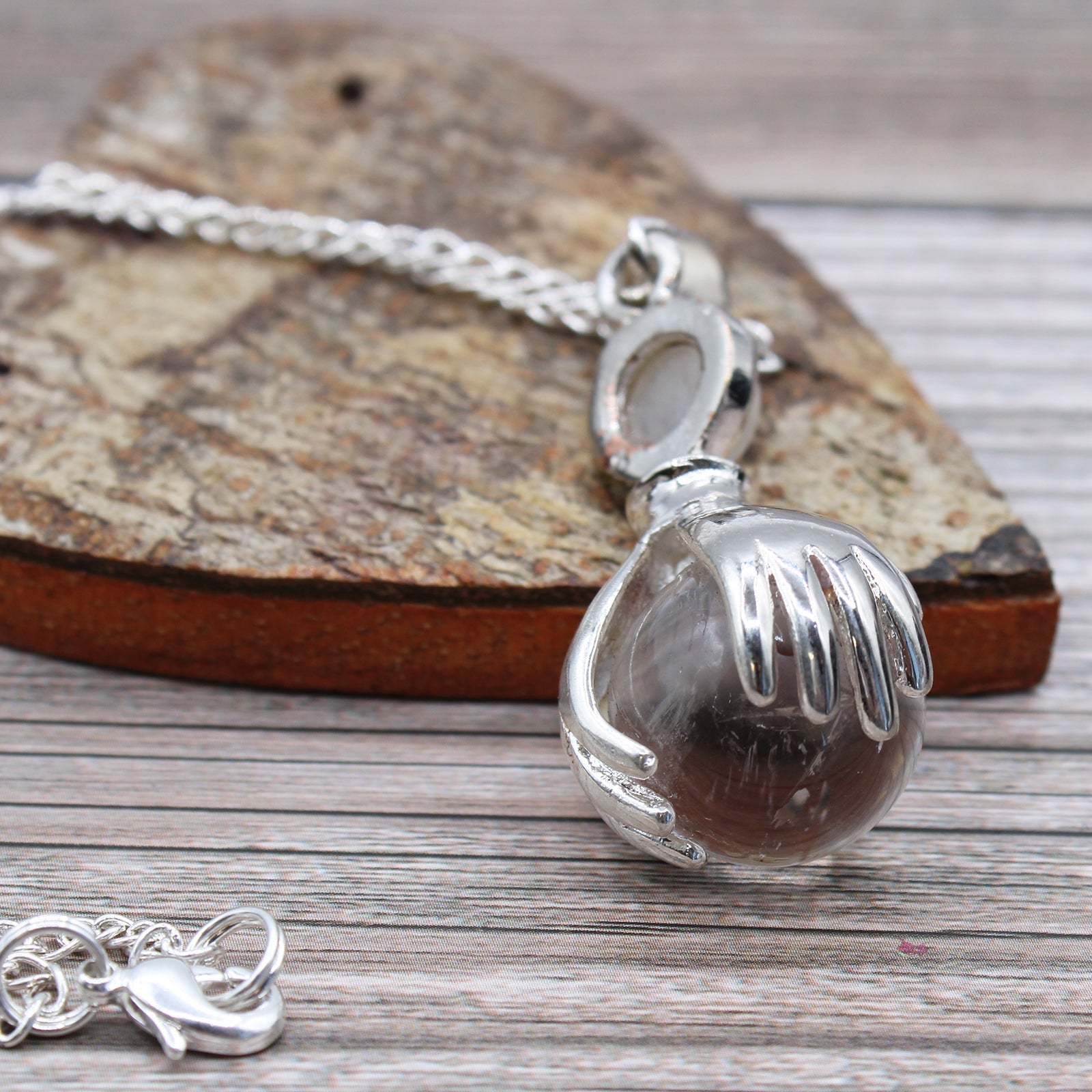 Gemstone Healing Hands Pendant - Rock Quartz From Witch, Please!